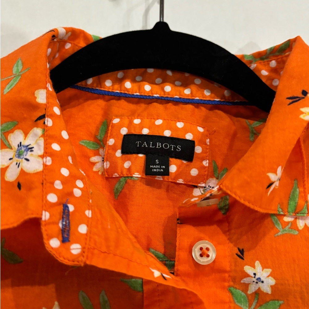 Talbots Tangerine Floral Button Down Shirt - Picture 6 of 10
